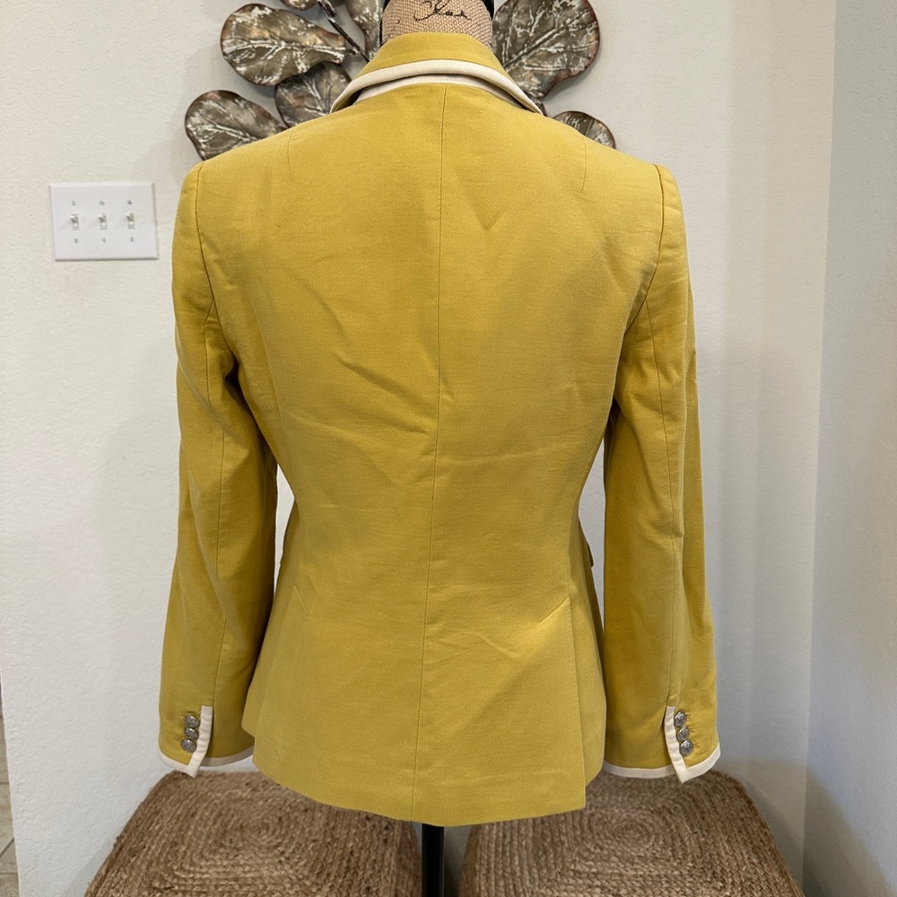 Banana Republic Yellow Blazer White Piping Trim Career Jacket - Picture 3 of 9